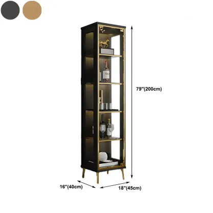 Glam Black Wooden Glass Display Cabinet #size