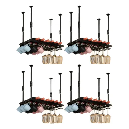 Industrial Metal Hanging Wine Rack with Glass Holder