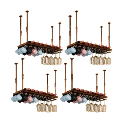 Industrial Metal Hanging Wine Rack with Glass Holder