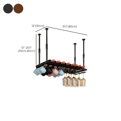Industrial Metal Hanging Wine Rack with Glass Holder