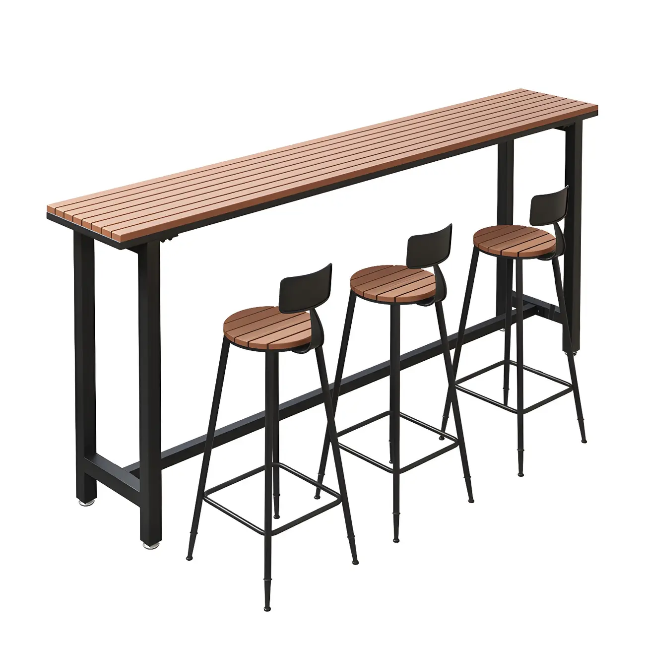 Rectangular Brown Tall Wood Bar Table Metal Base Image - 5 | homeyfad