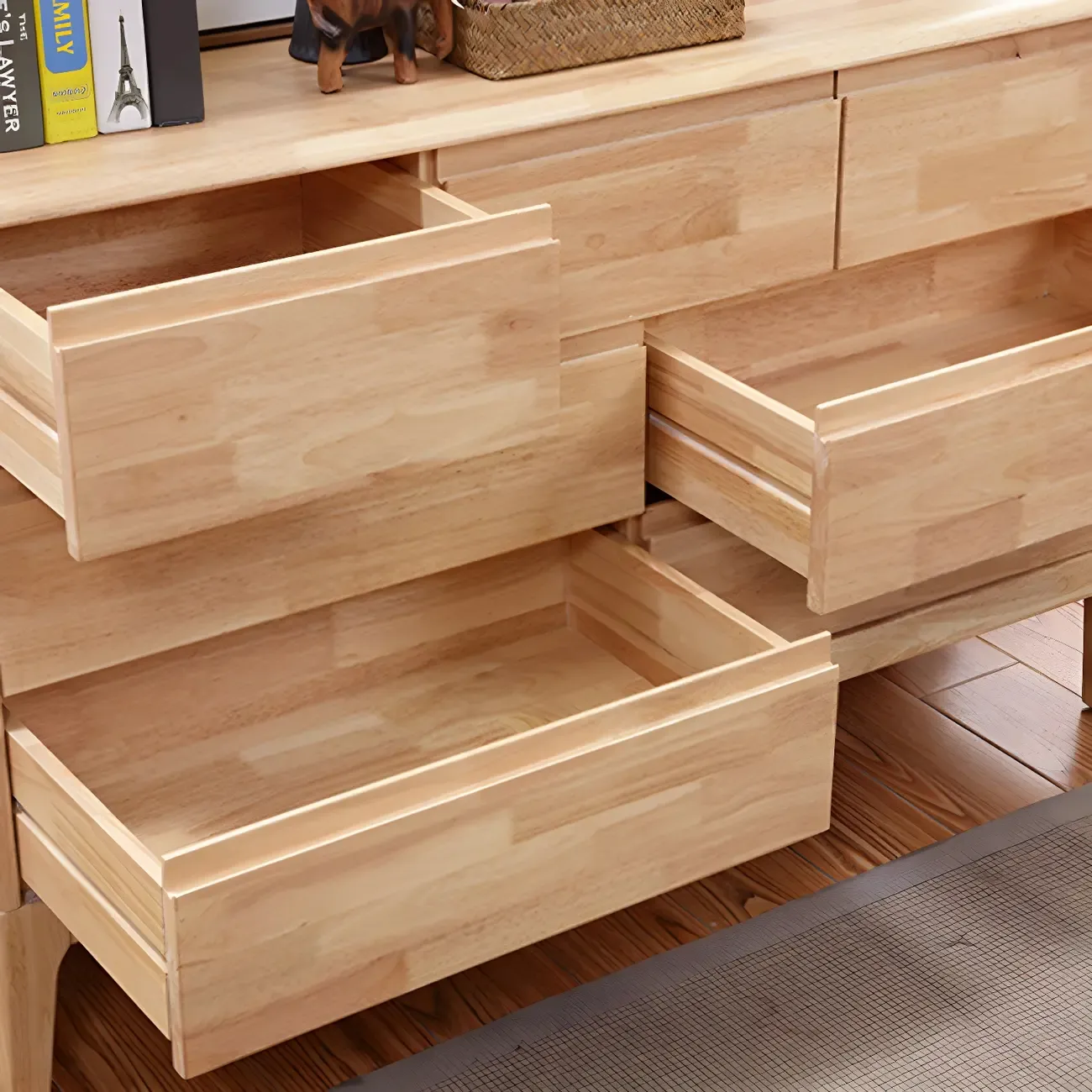Modern Natural Wood Double Dresser with Drawers for Bedroom Image - 10
