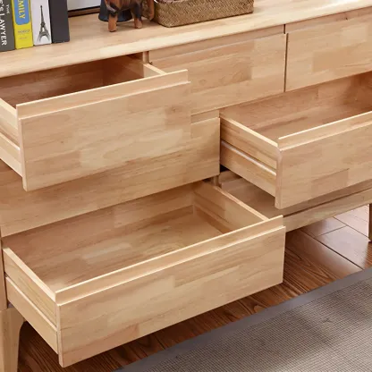Modern Natural Wood Double Dresser with Drawers for Bedroom Image - 10
