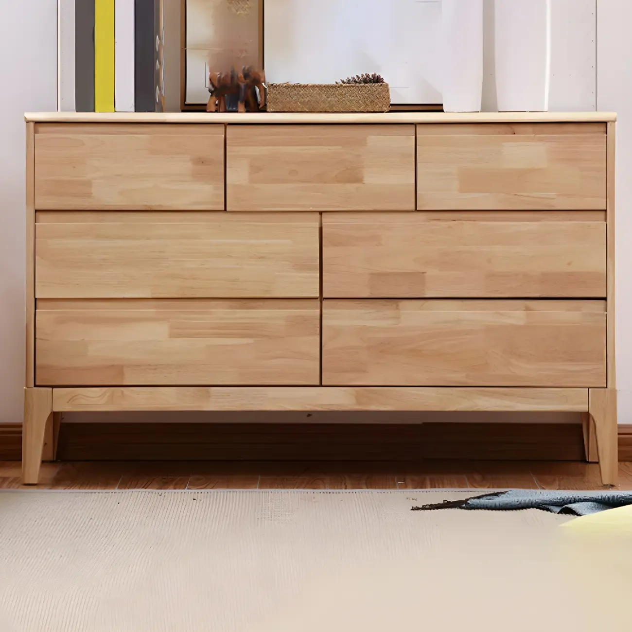 Modern Natural Wood Double Dresser with Drawers for Bedroom Image - 15