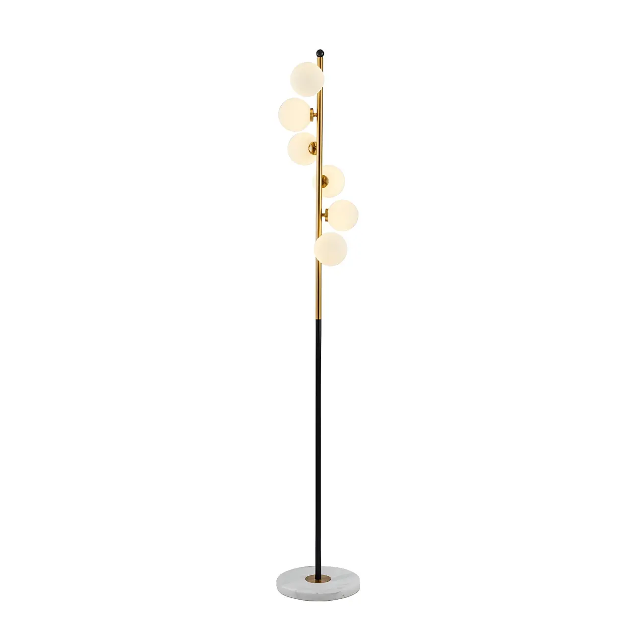 Modern 6-Light Curved Globe Glass Metal Vertical Floor Lamp Image - 12 | homeyfad