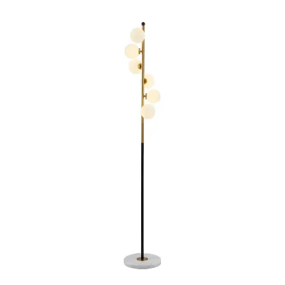 Modern 6-Light Curved Globe Glass Metal Vertical Floor Lamp Image - 12