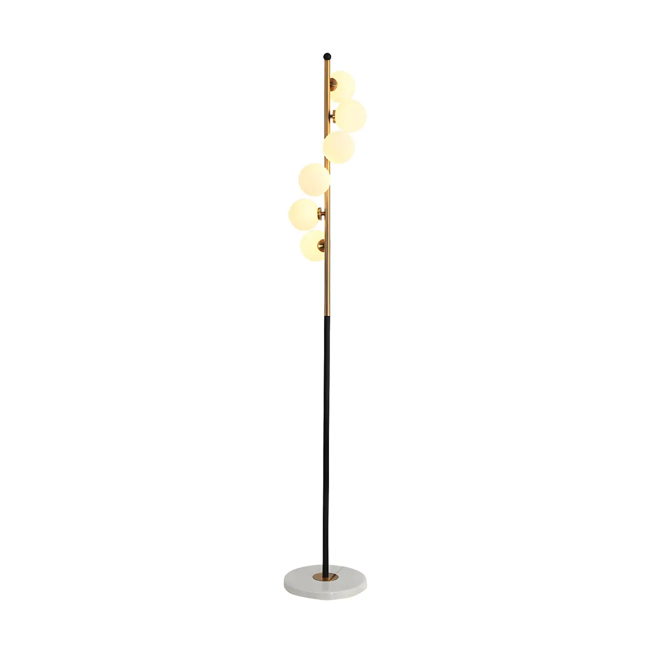 Modern 6-Light Curved Globe Glass Metal Vertical Floor Lamp Image - 13 | homeyfad