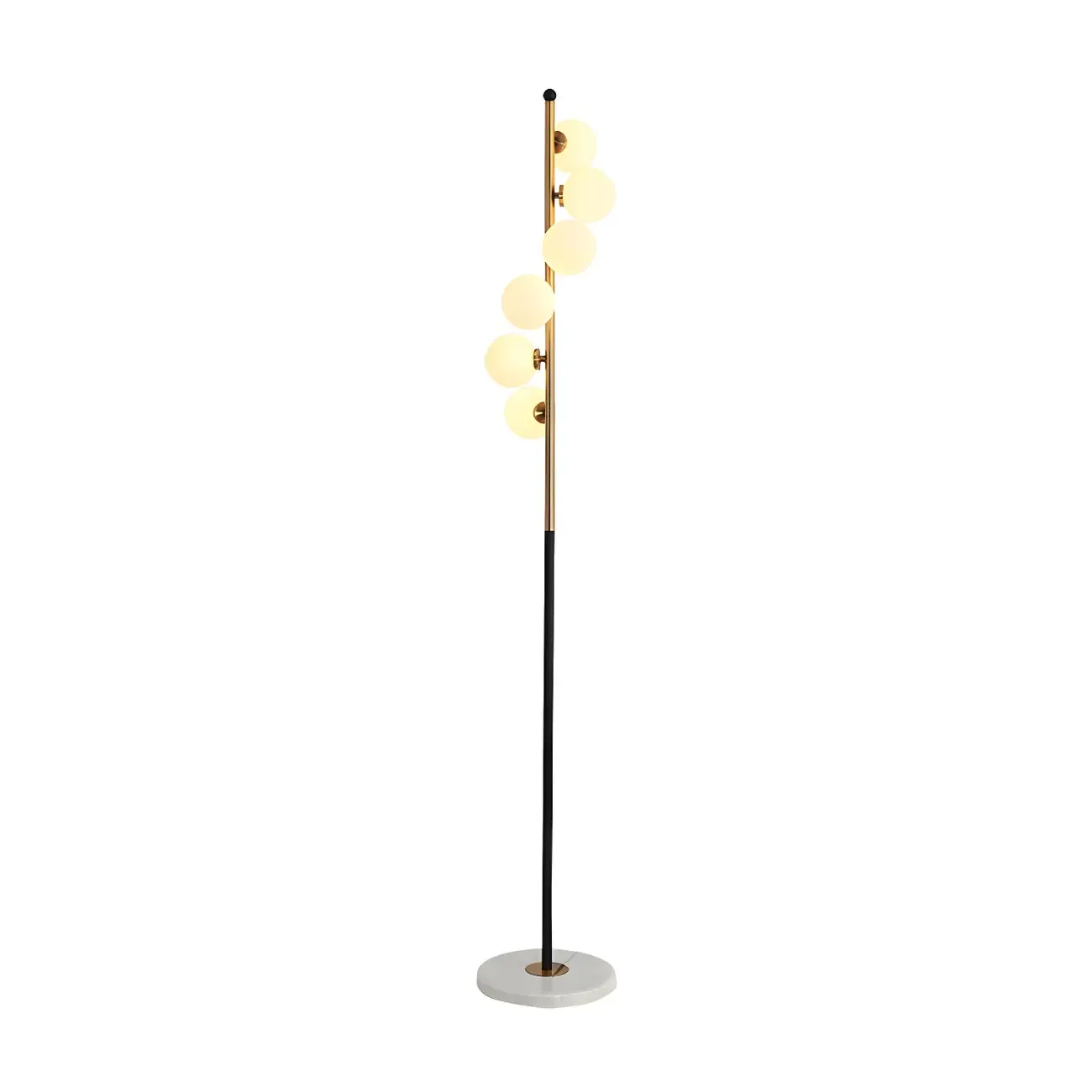 Modern 6-Light Curved Globe Glass Metal Vertical Floor Lamp Image - 13