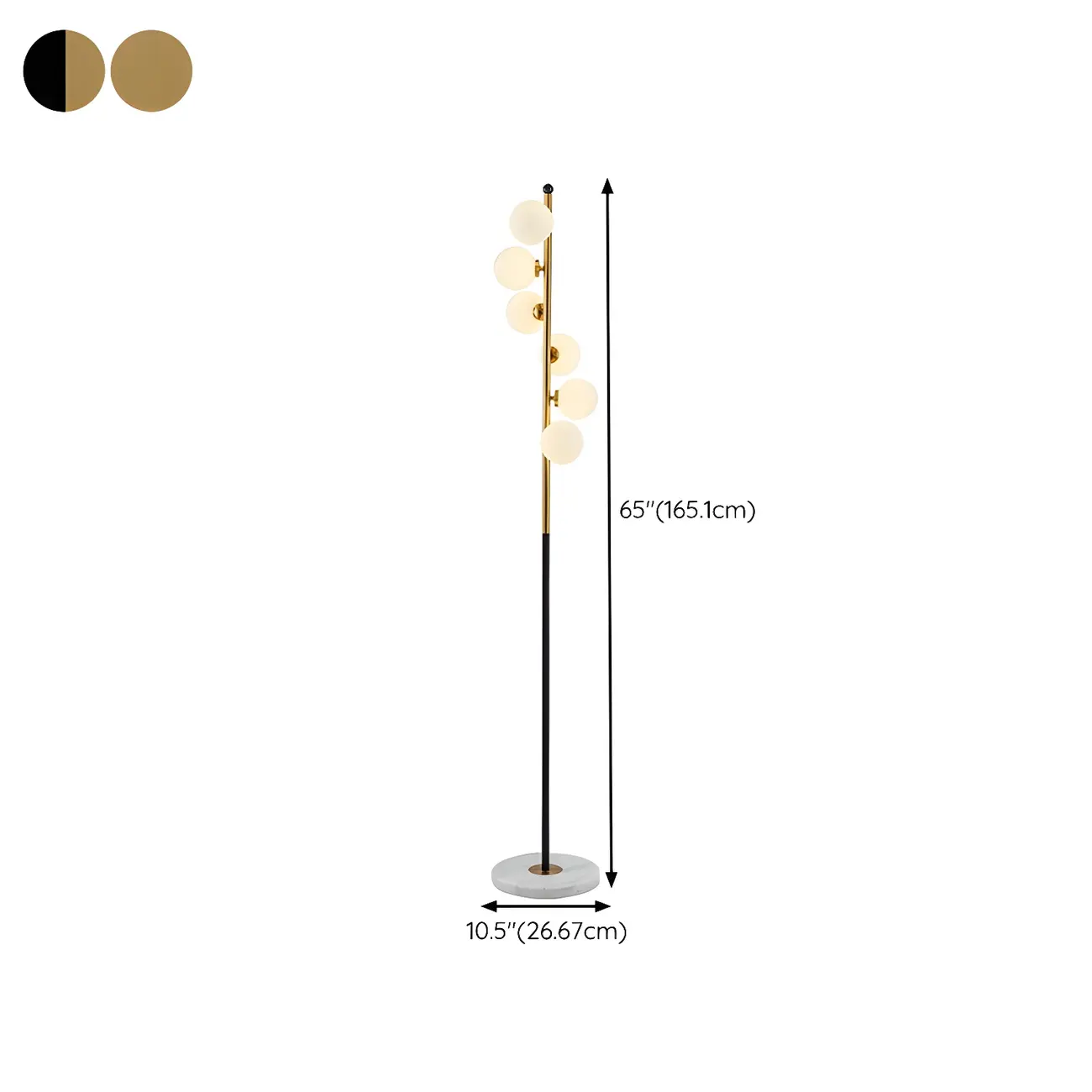 Modern 6-Light Curved Globe Glass Metal Vertical Floor Lamp #size | homeyfad