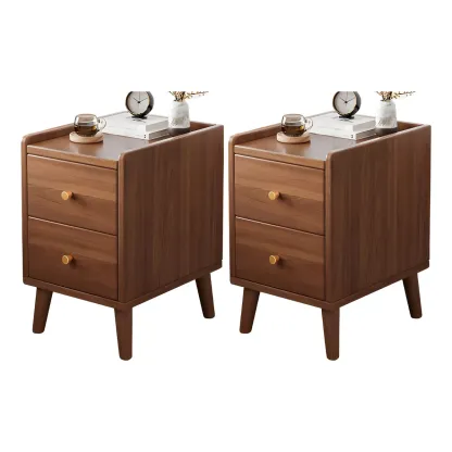 Tip Resistant Wooden Nightstand with Drawers and Legs Image - 8