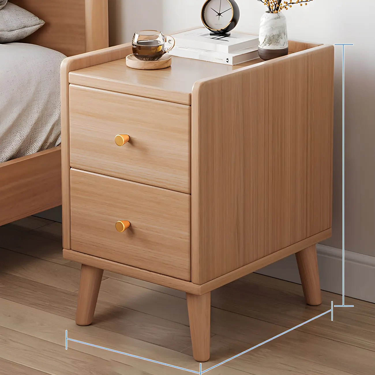 Tip Resistant Wooden Nightstand with Drawers and Legs Image - 28 | homeyfad