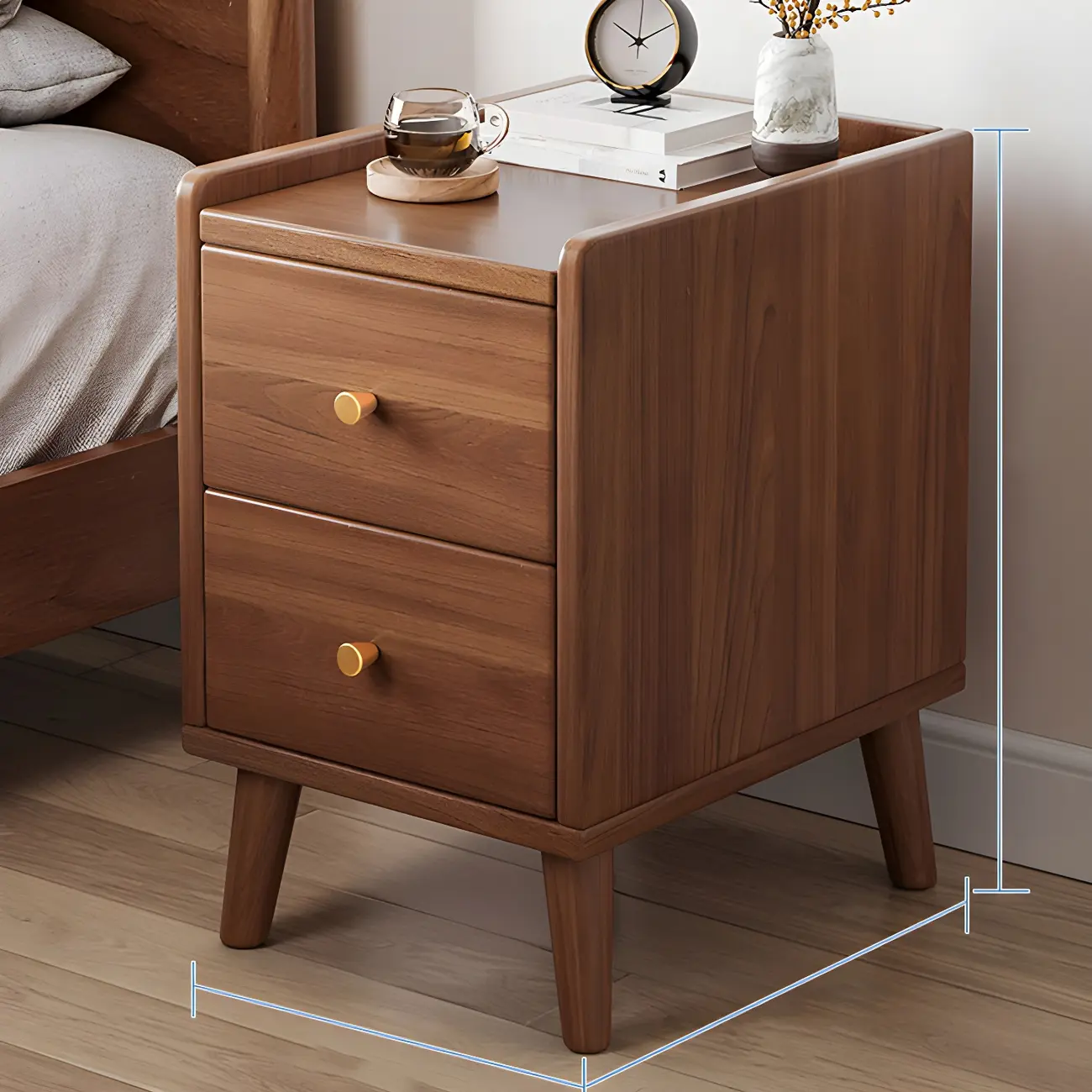 Tip Resistant Wooden Nightstand with Drawers and Legs Image - 22 | homeyfad