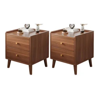 Tip Resistant Wooden Nightstand with Drawers and Legs Image - 6