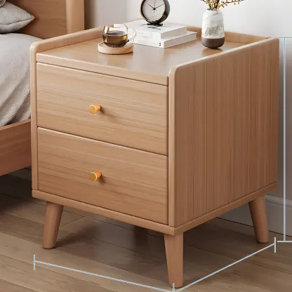 Tip Resistant Wooden Nightstand with Drawers and Legs Image - 30