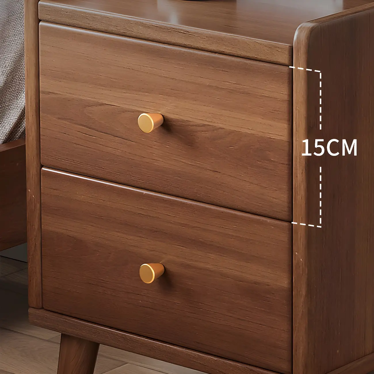 Tip Resistant Wooden Nightstand with Drawers and Legs Image - 16 | homeyfad