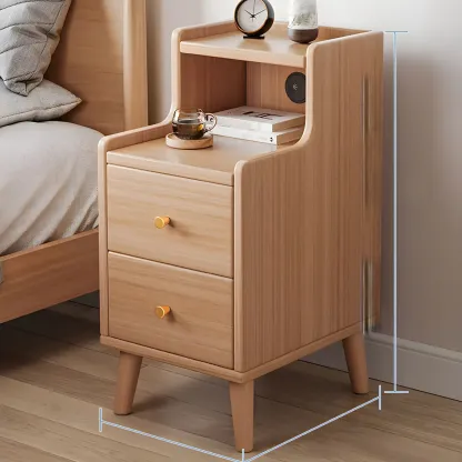 Tip Resistant Wooden Nightstand with Drawers and Legs Image - 31