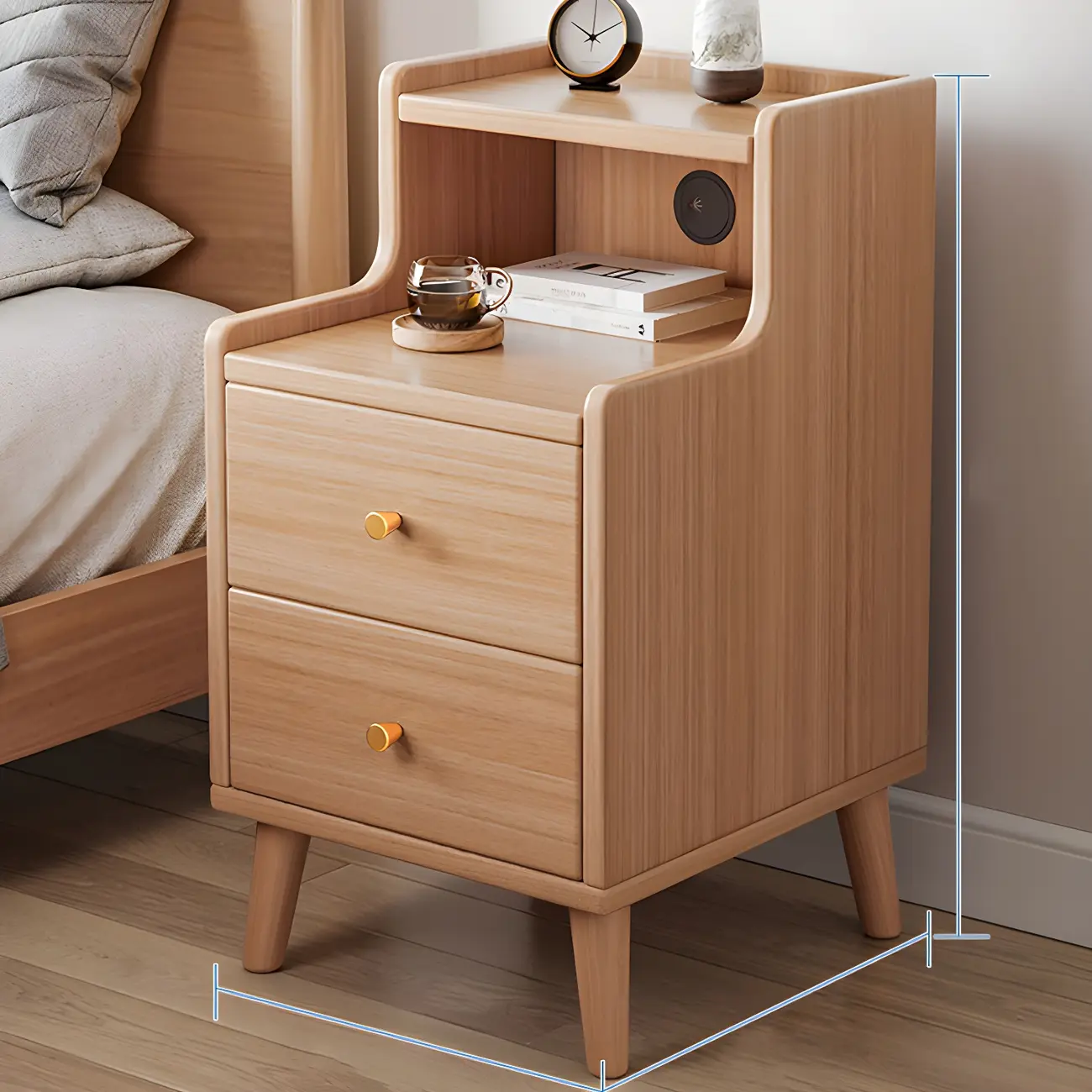 Tip Resistant Wooden Nightstand with Drawers and Legs Image - 32 | homeyfad