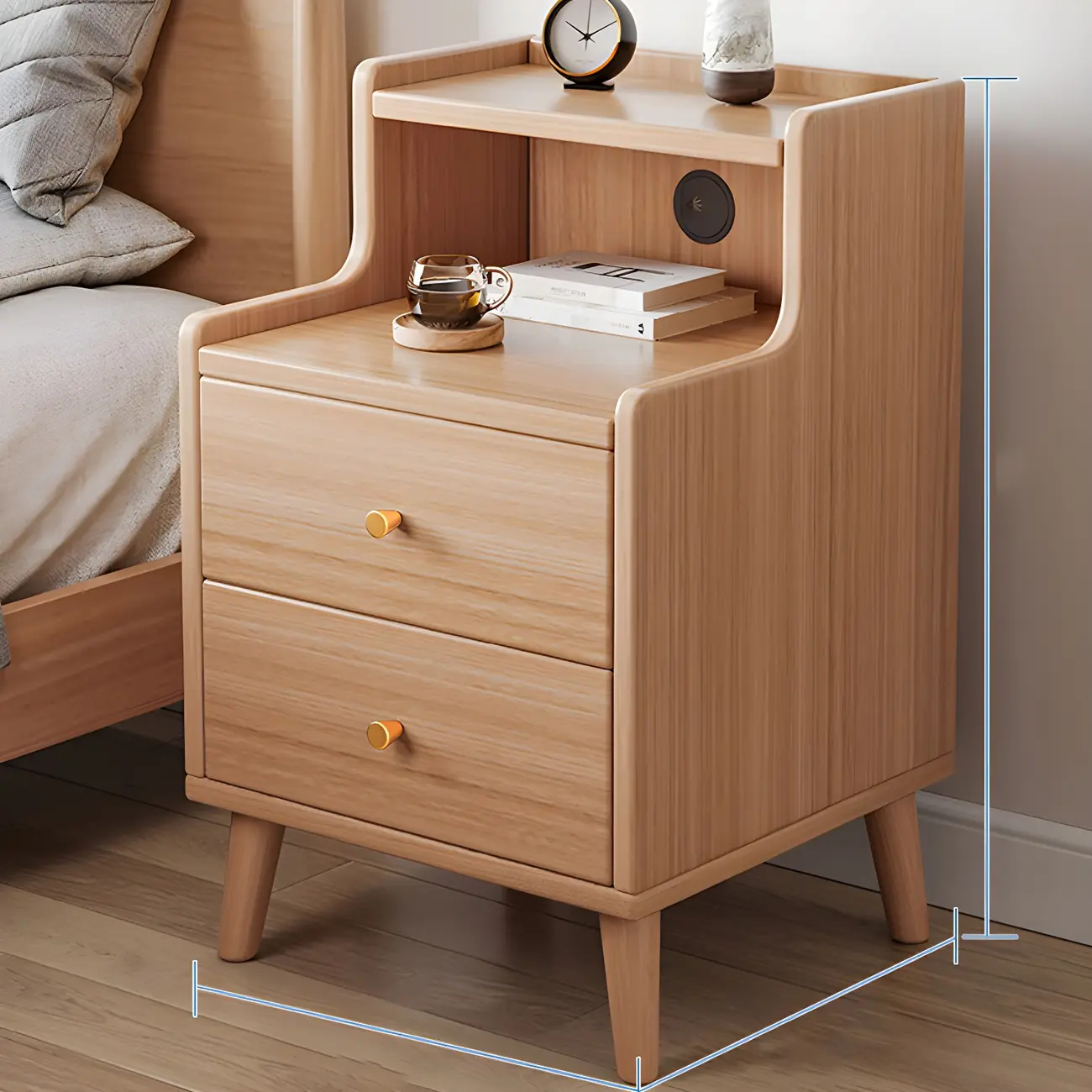 Tip Resistant Wooden Nightstand with Drawers and Legs Image - 33 | homeyfad