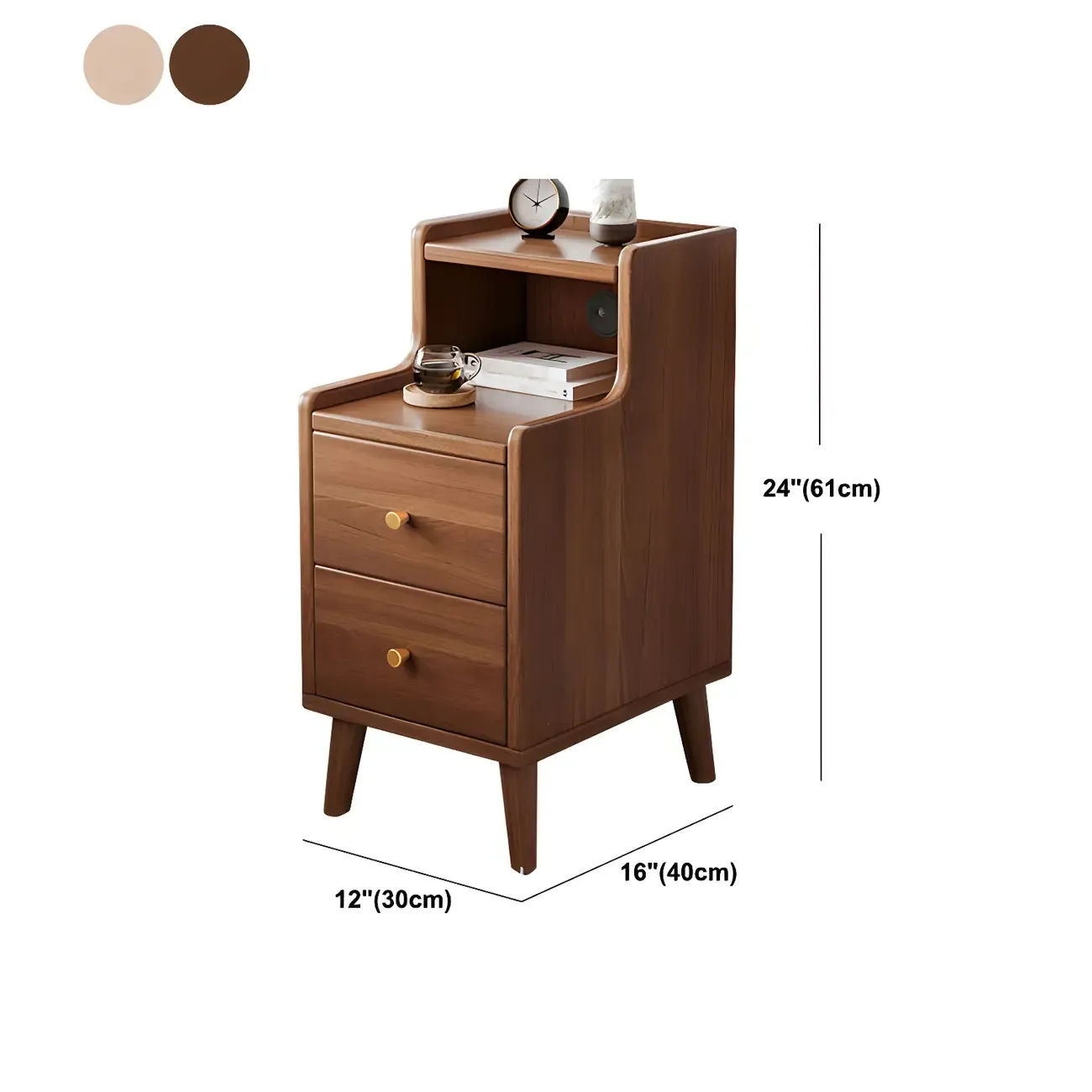 Tip Resistant Wooden Nightstand with Drawers and Legs Image - 38