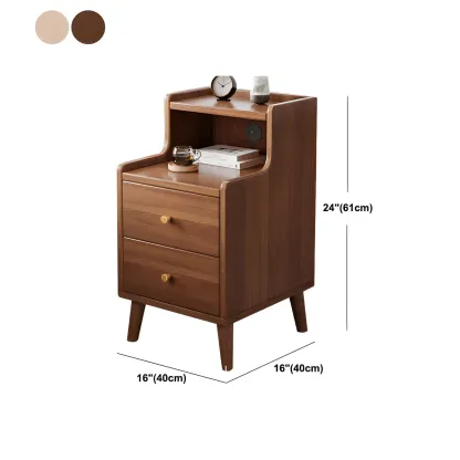 Tip Resistant Wooden Nightstand with Drawers and Legs Image - 39