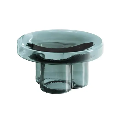 Simple Modern Round Clear Glass Coffee Table Image - 9