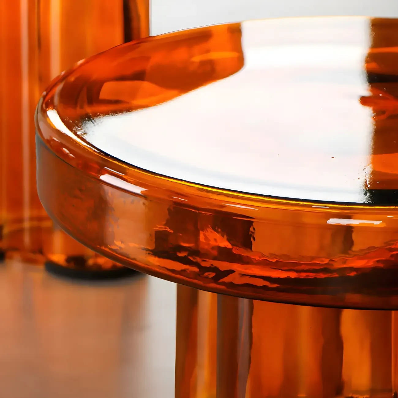 Simple Modern Round Clear Glass Coffee Table Image - 13