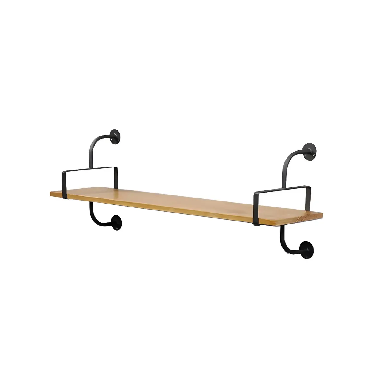 Simple 2-Tier Wood & Metal Wall-Mounted Bookcase Image - 3