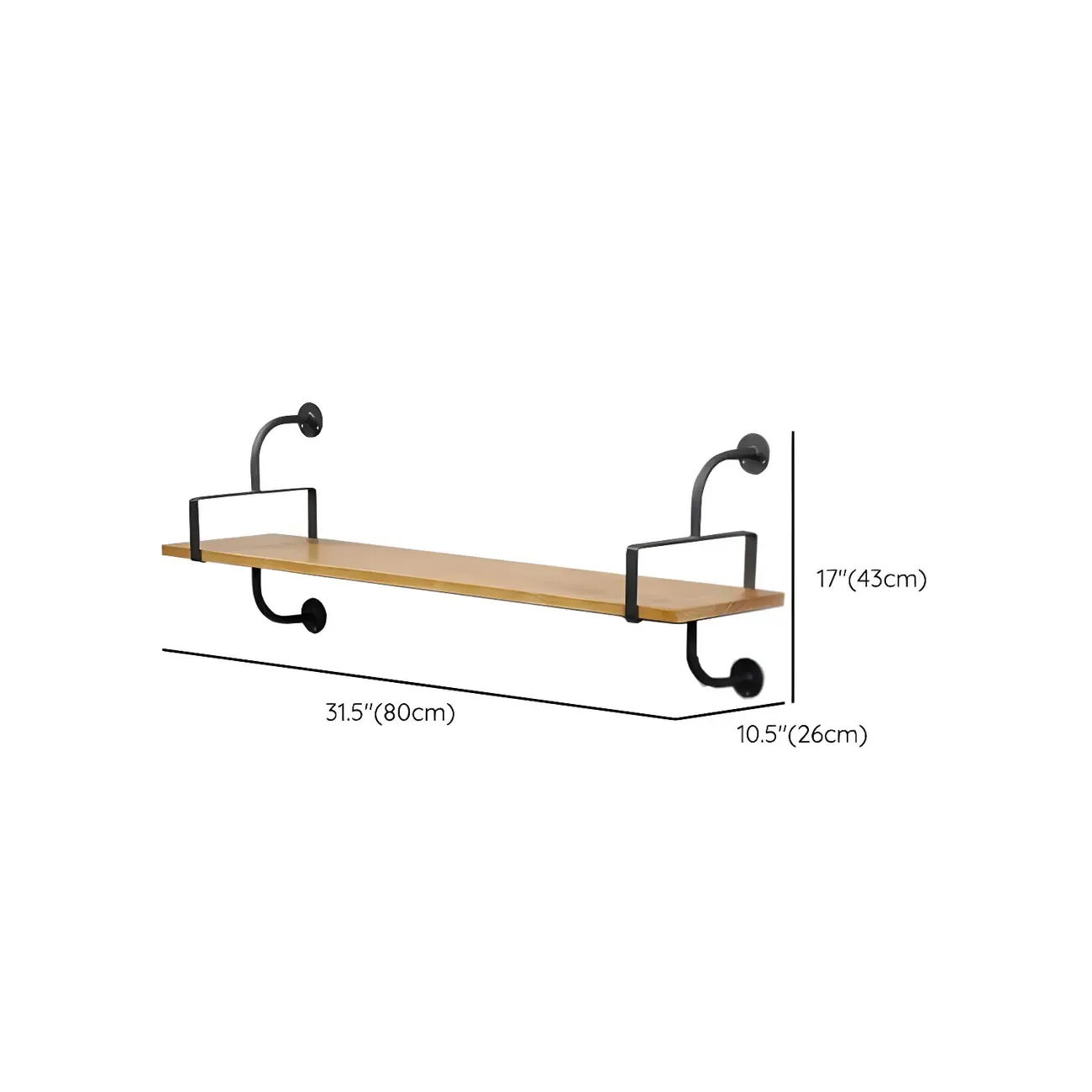 Simple 2-Tier Wood & Metal Wall-Mounted Bookcase Image - 17