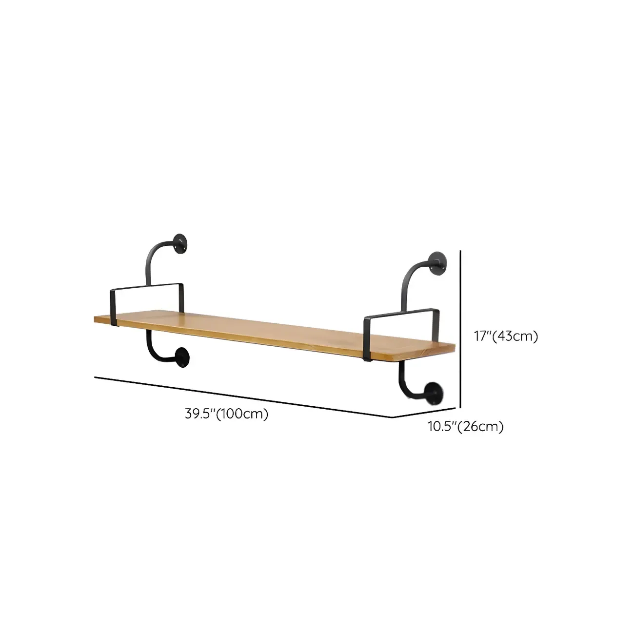 Simple 2-Tier Wood & Metal Wall-Mounted Bookcase Image - 18