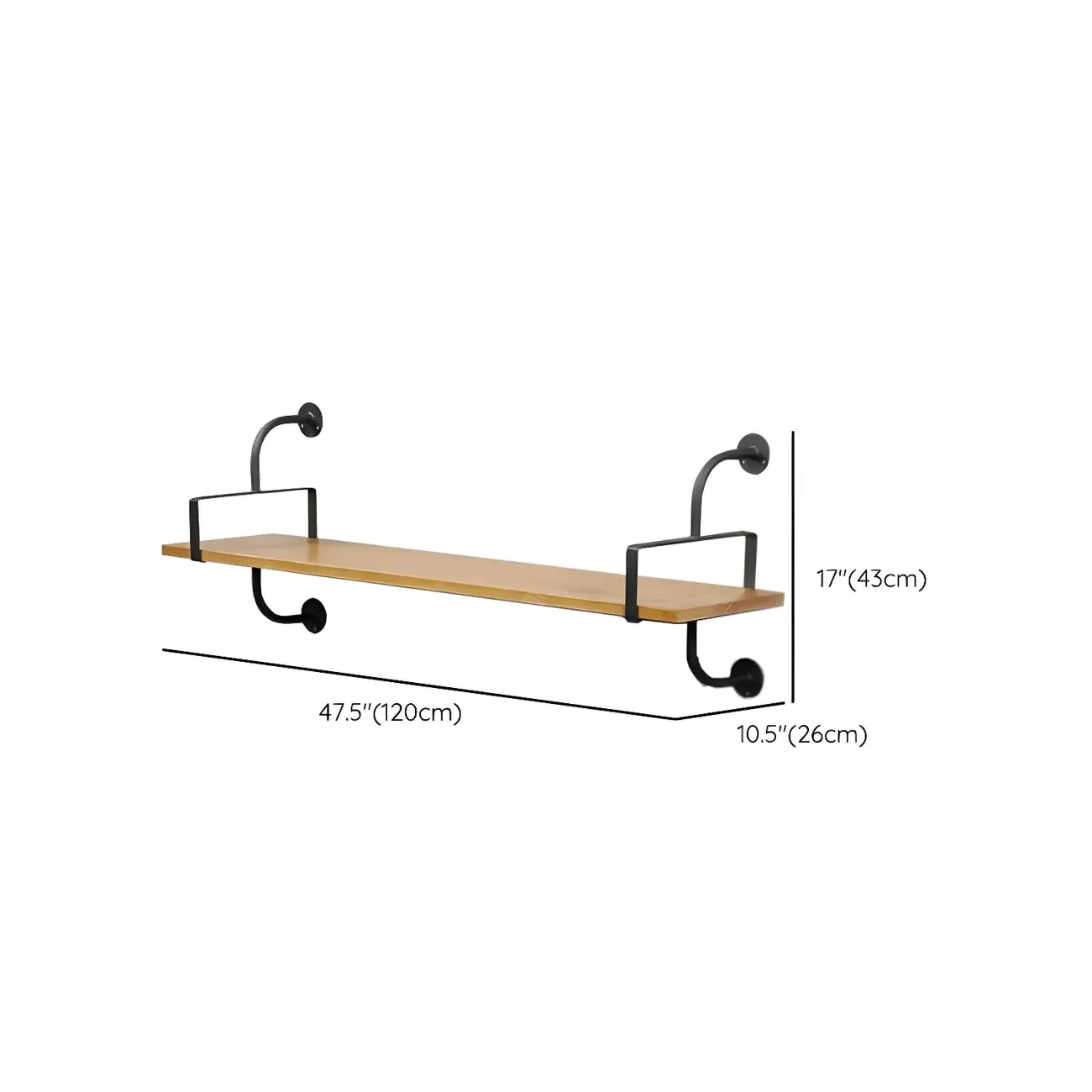 Simple 2-Tier Wood & Metal Wall-Mounted Bookcase Image - 19