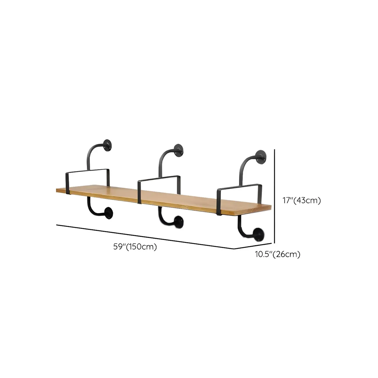 Simple 2-Tier Wood & Metal Wall-Mounted Bookcase Image - 20