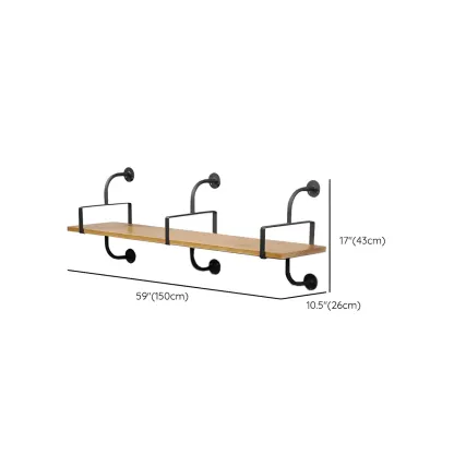 Simple 2-Tier Wood & Metal Wall-Mounted Bookcase Image - 20