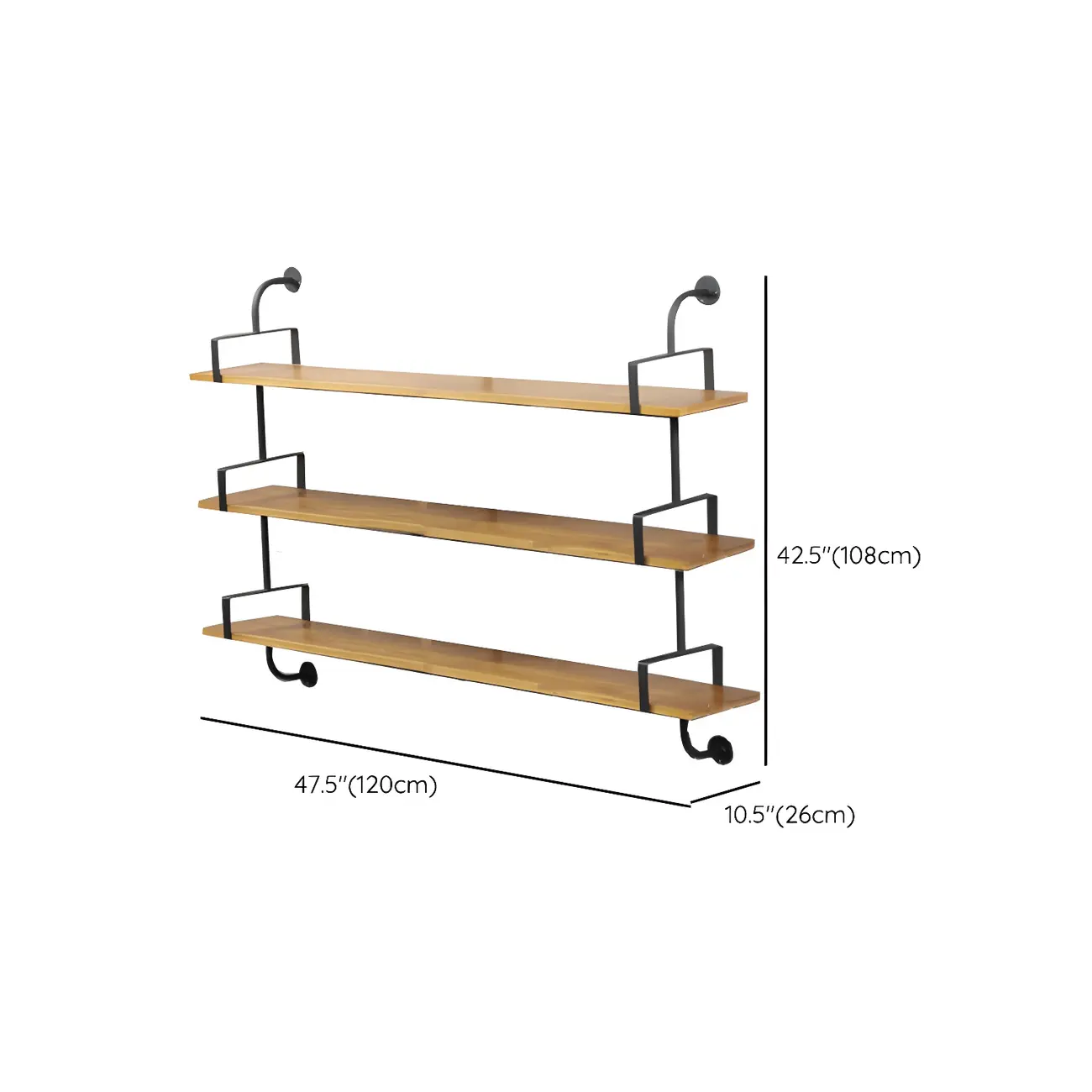 Simple 2-Tier Wood & Metal Wall-Mounted Bookcase Image - 29 | homeyfad