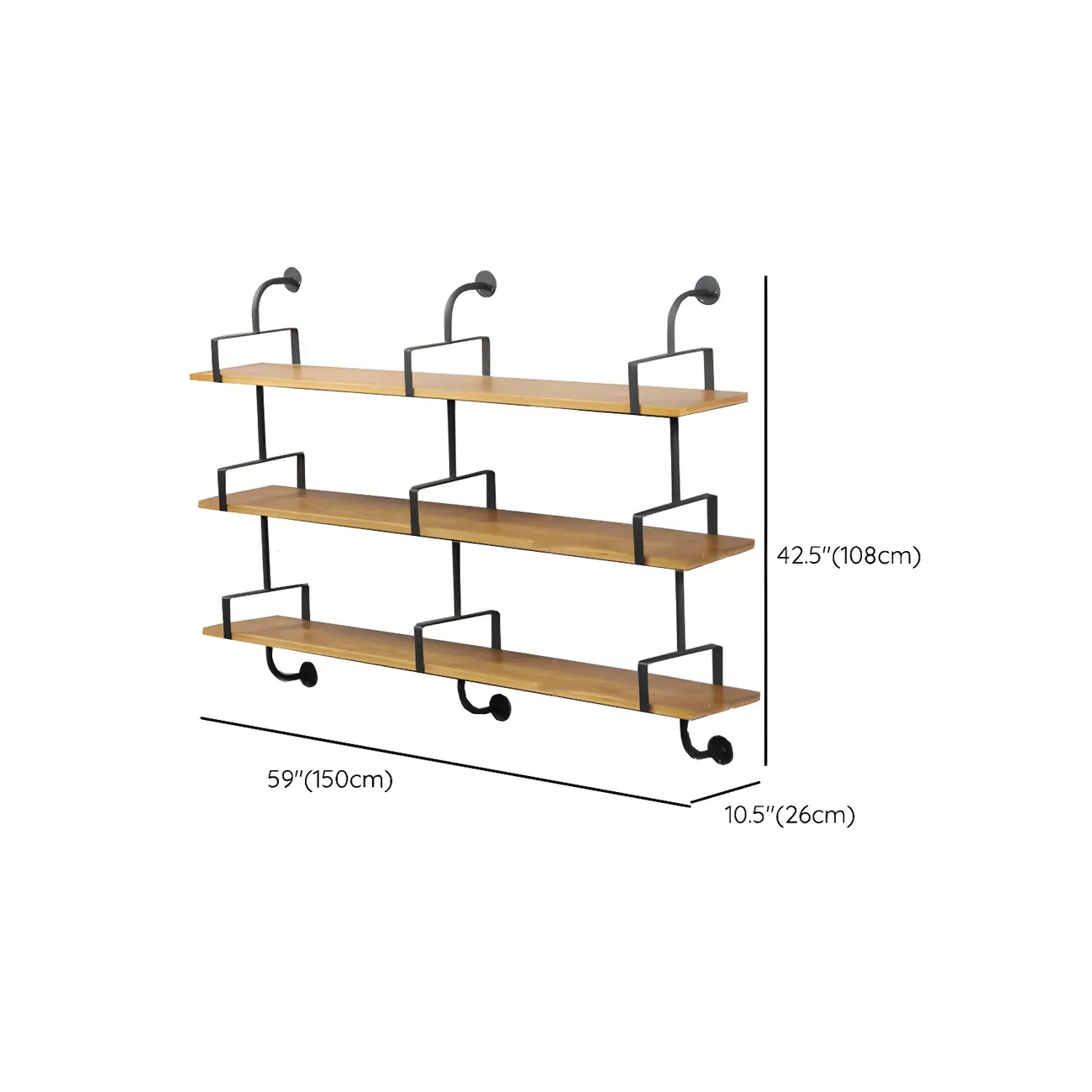 Simple 2-Tier Wood & Metal Wall-Mounted Bookcase Image - 30 | homeyfad