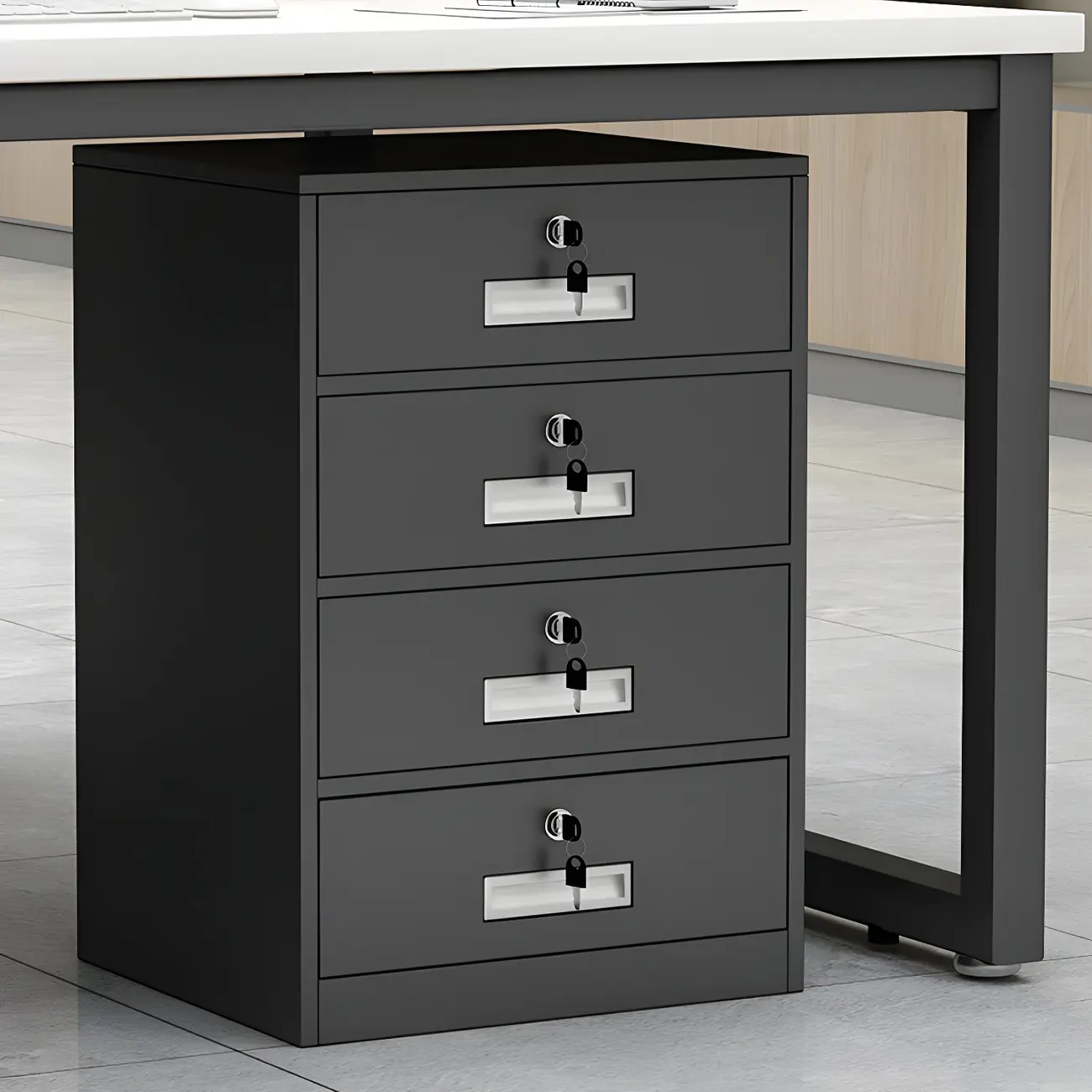 Elegant Lockable Vertical Metal Filing Cabinet for Office Use Image - 1 | homeyfad