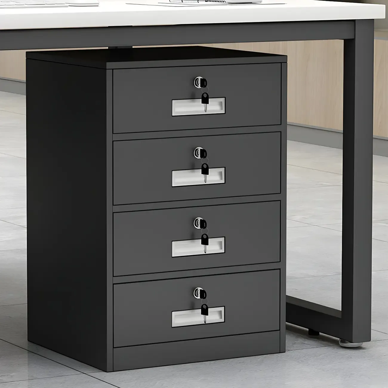 Elegant Lockable Vertical Metal Filing Cabinet for Office Use Image - 1