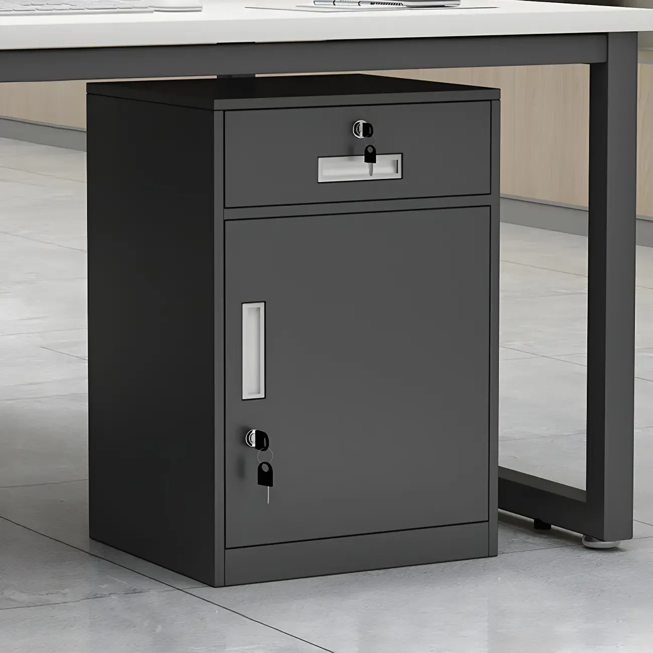 Elegant Lockable Vertical Metal Filing Cabinet for Office Use Image - 2
