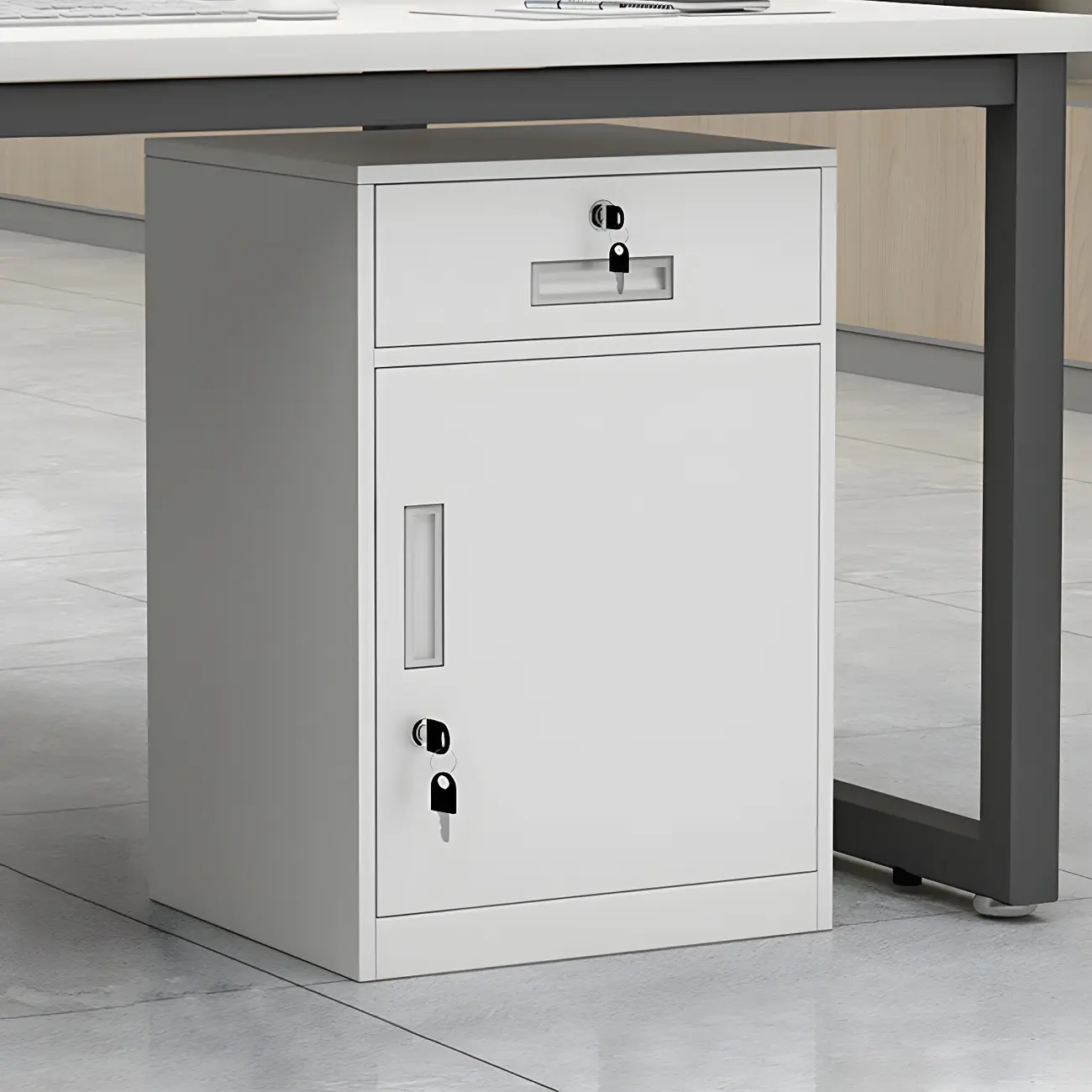 Elegant Lockable Vertical Metal Filing Cabinet for Office Use Image - 3 | homeyfad