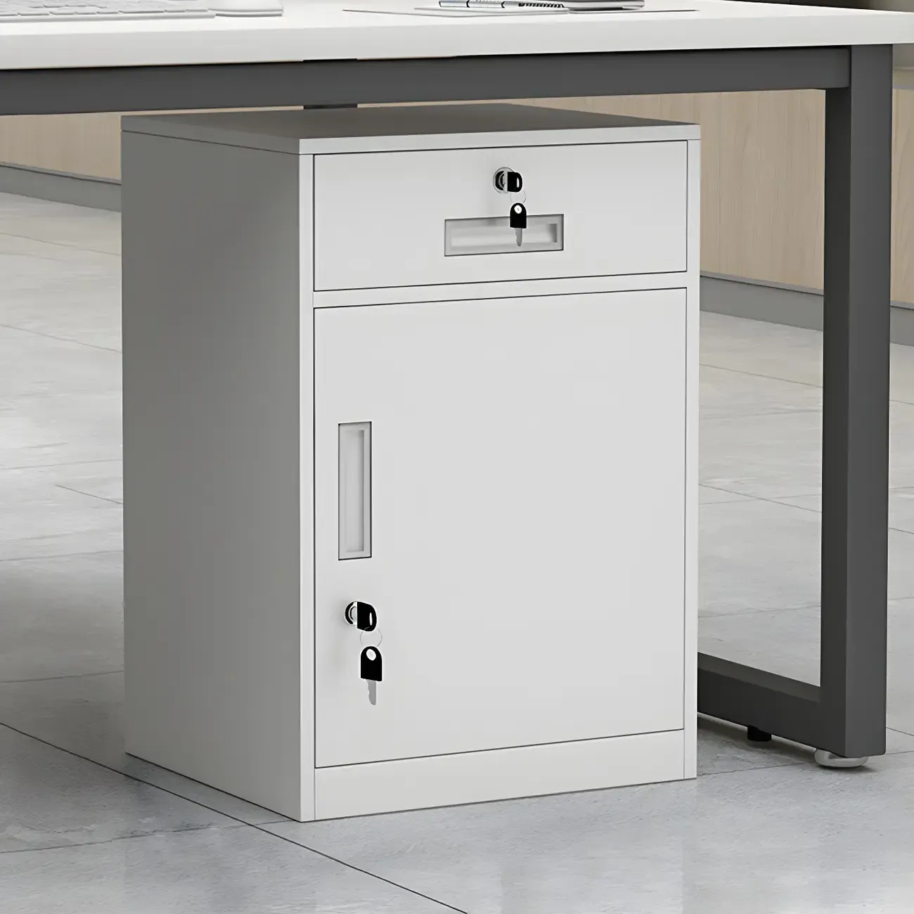 Elegant Lockable Vertical Metal Filing Cabinet for Office Use Image - 3