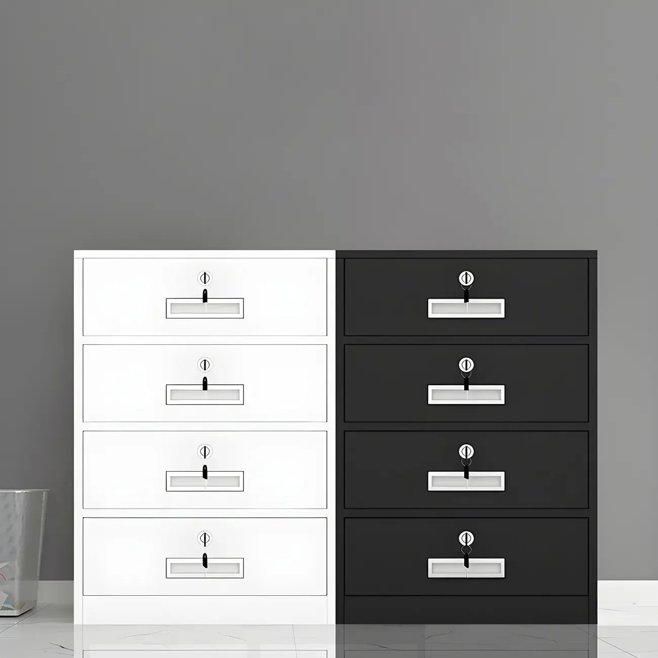 Elegant Lockable Vertical Metal Filing Cabinet for Office Use Image - 4