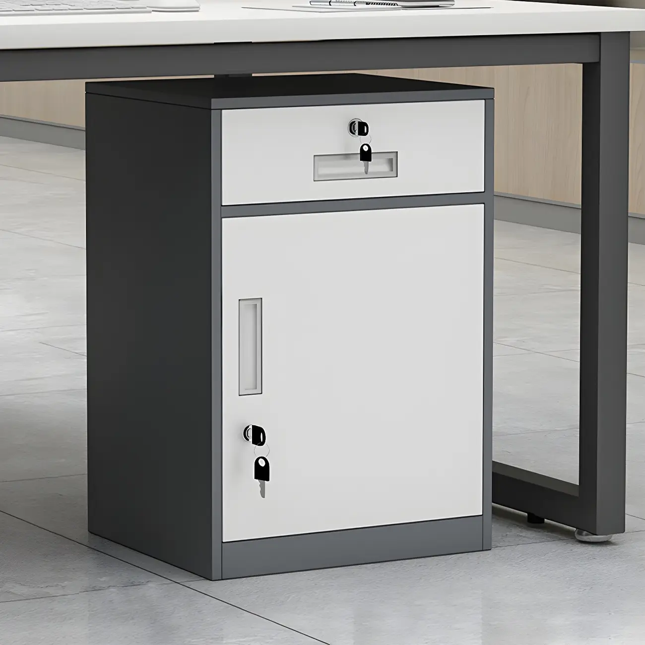 Elegant Lockable Vertical Metal Filing Cabinet for Office Use Image - 5 | homeyfad