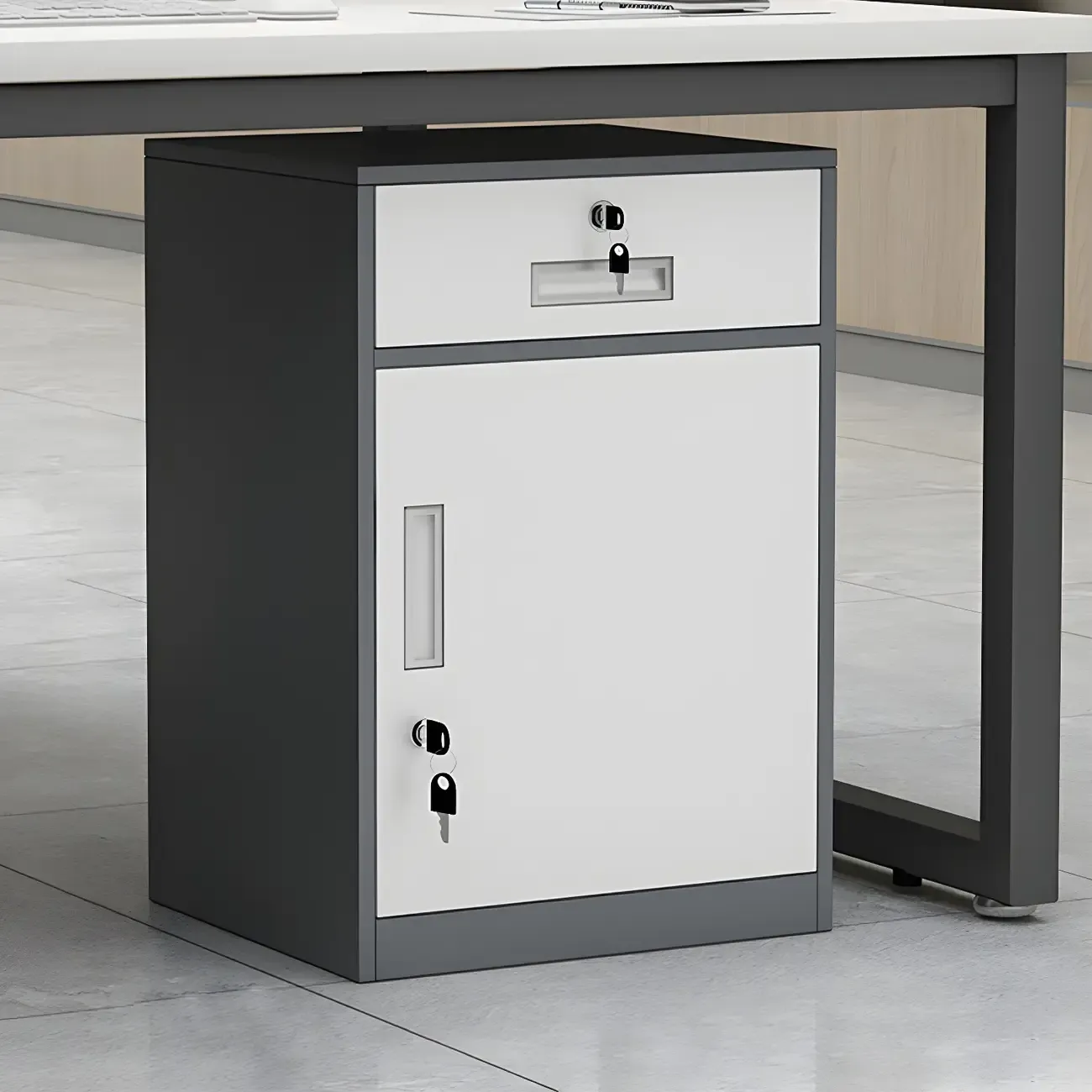 Elegant Lockable Vertical Metal Filing Cabinet for Office Use Image - 5