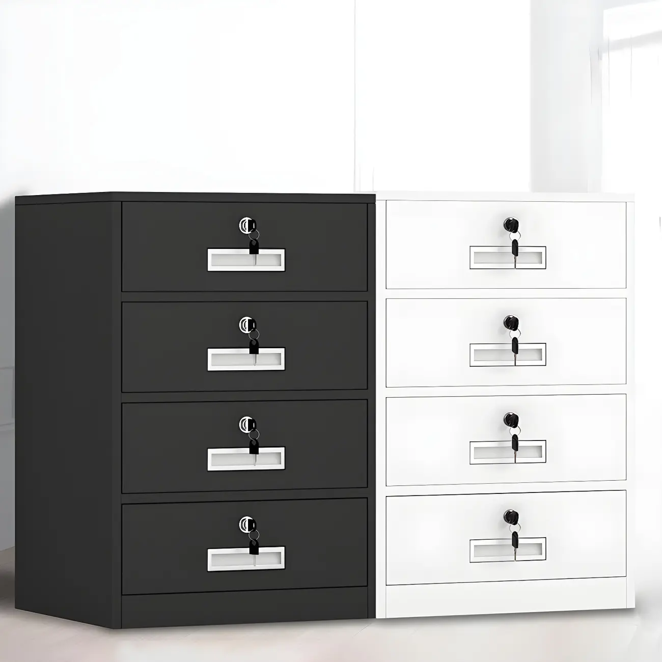 Elegant Lockable Vertical Metal Filing Cabinet for Office Use Image - 6 | homeyfad