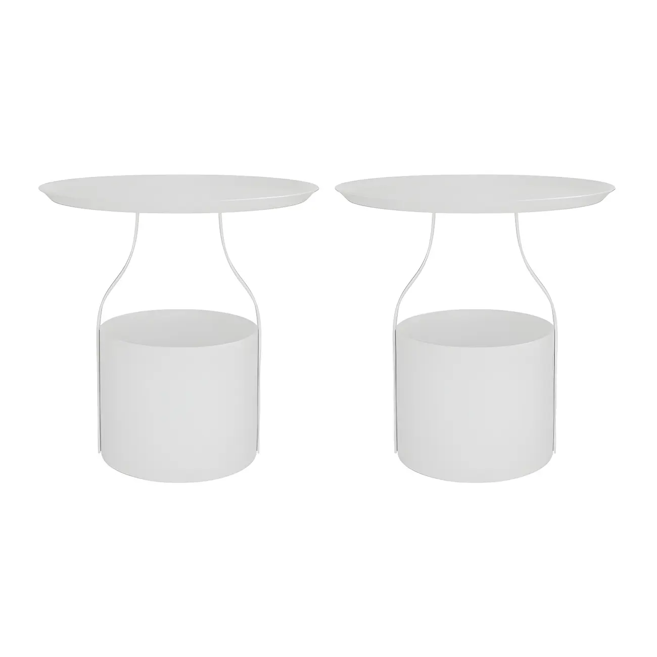 Minimalist Round Tray-Top Metallic Small Nightstand Image - 7 | homeyfad