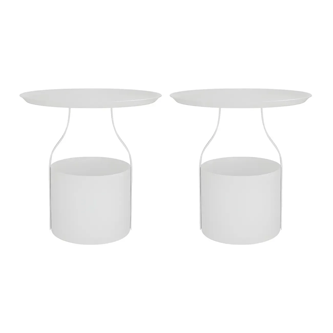 Minimalist Round Tray-Top Metallic Small Nightstand Image - 7