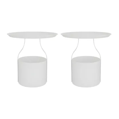 Minimalist Round Tray-Top Metallic Small Nightstand Image - 7