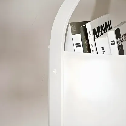 Minimalist Round Tray-Top Metallic Small Nightstand Image - 13