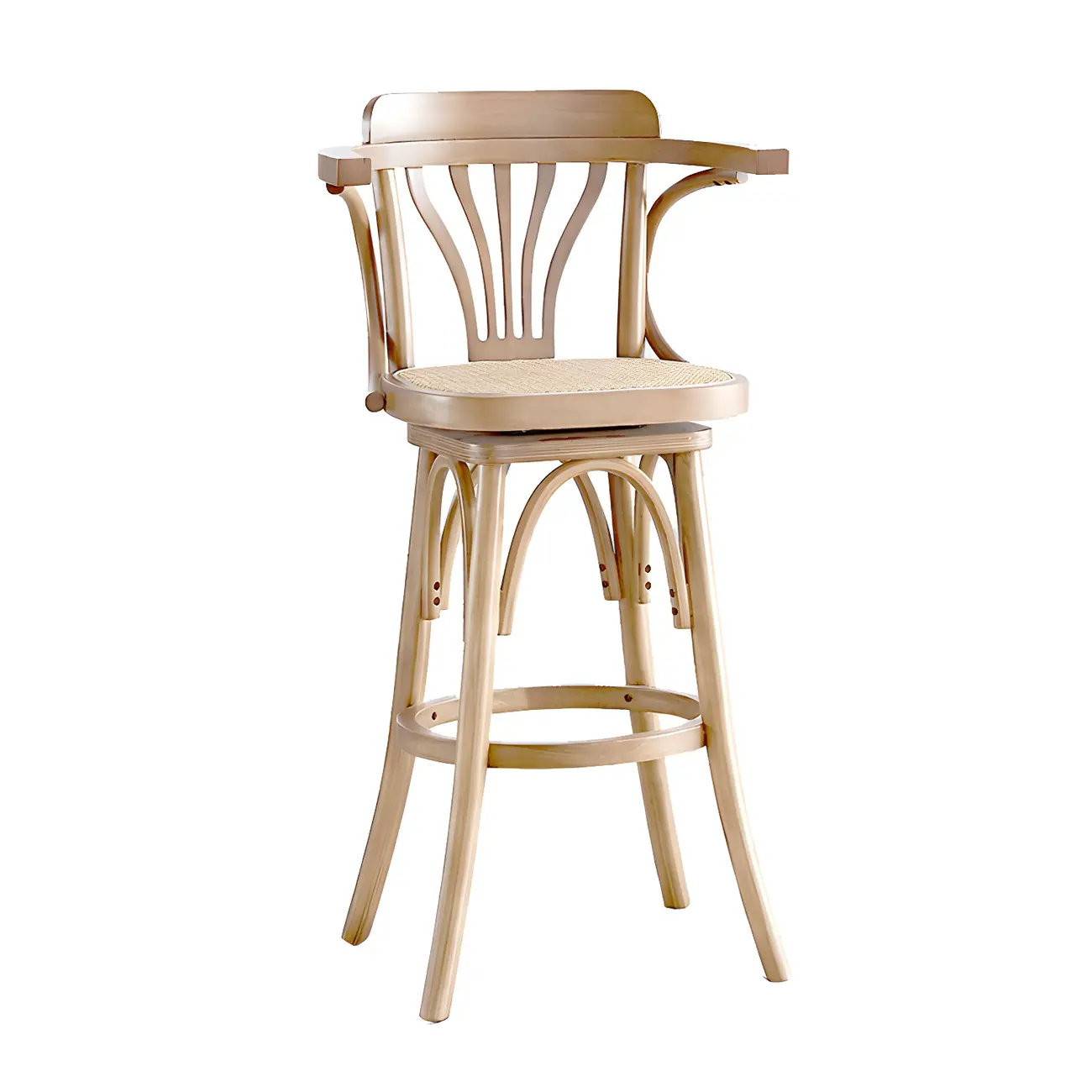 Timeless Square Rattan Wood Low Back Bar Stool in Brown/ Black Image - 17 | homeyfad