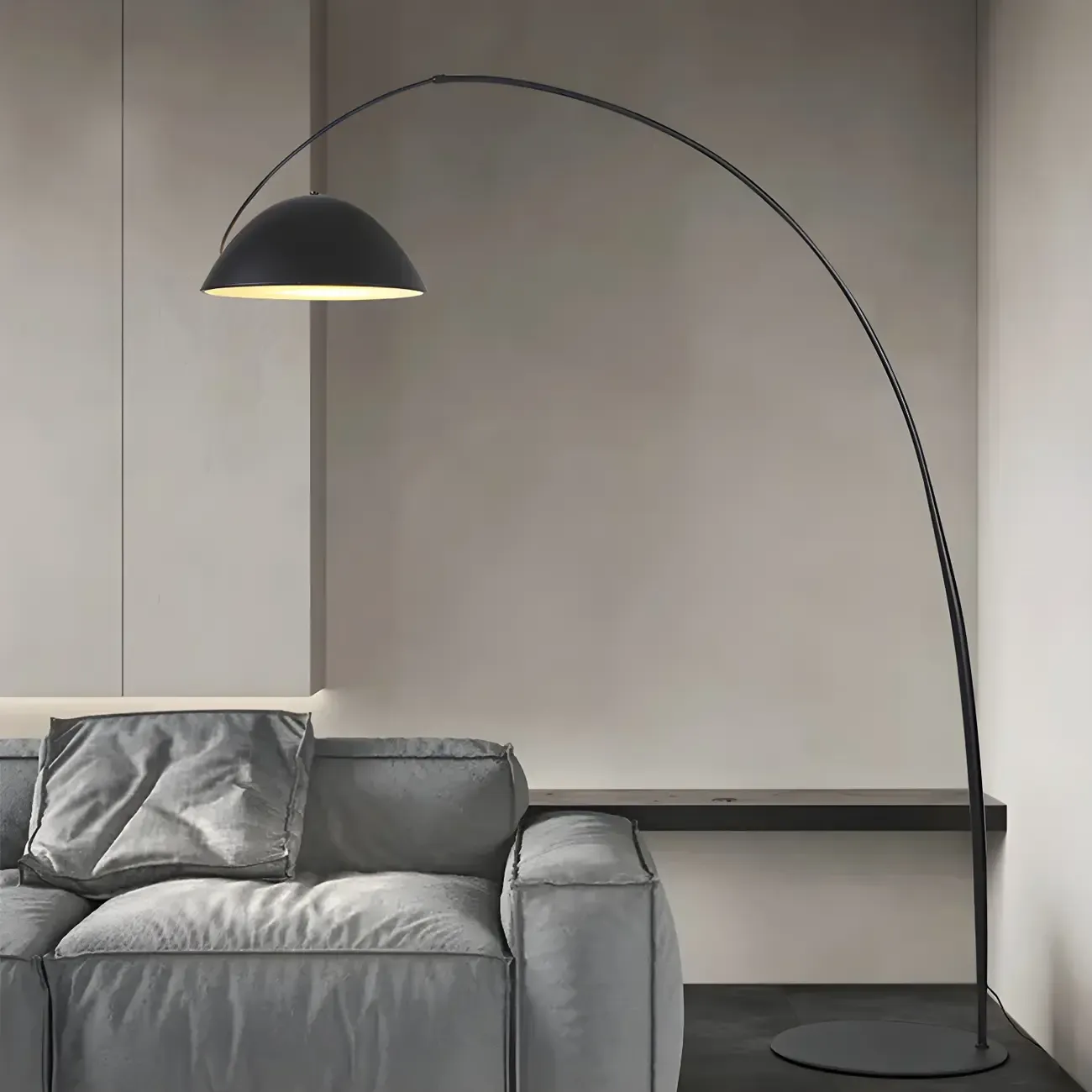 Black Metal Fishing Line Cone Floor Lamp Image - 2