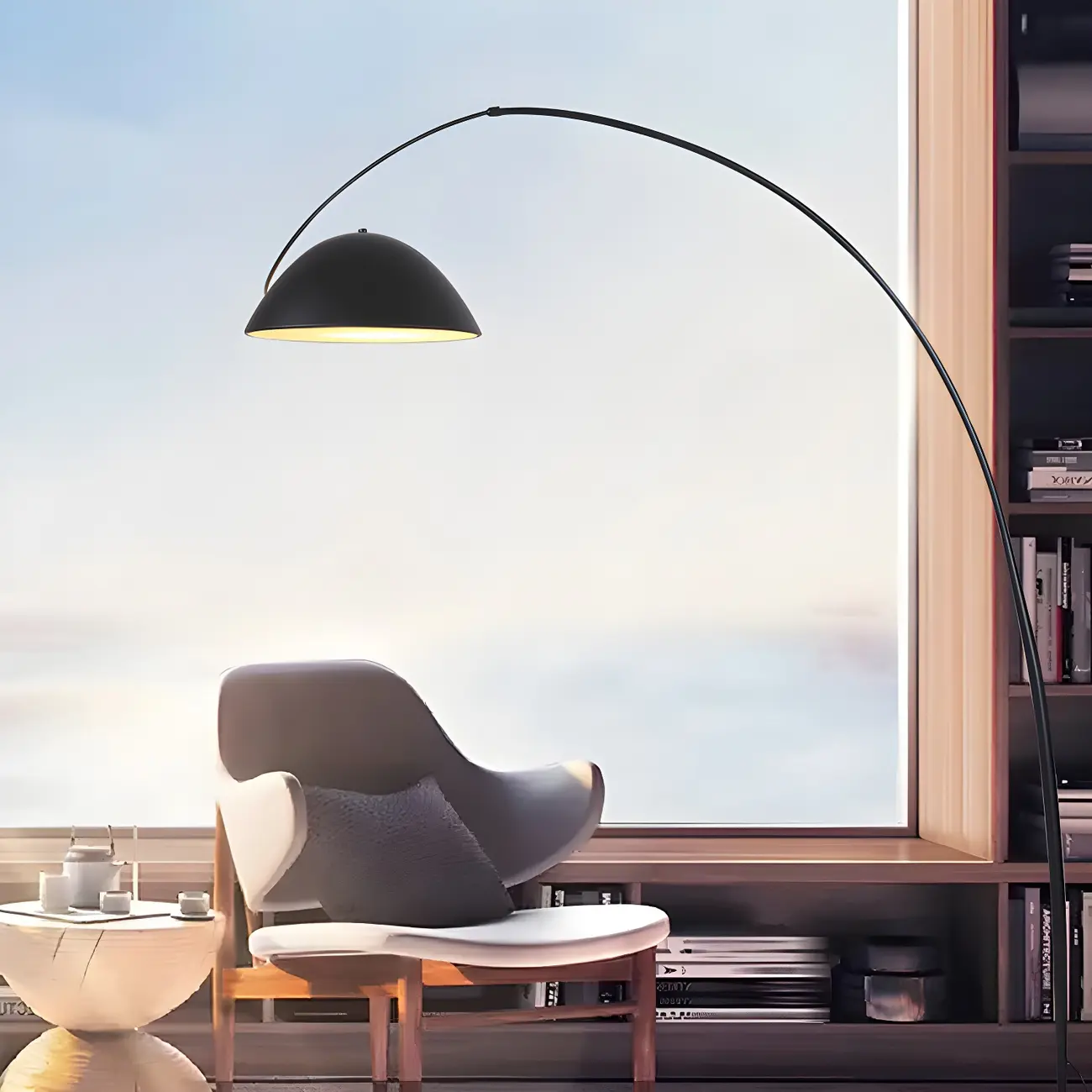 Black Metal Fishing Line Cone Floor Lamp Image - 3 | homeyfad